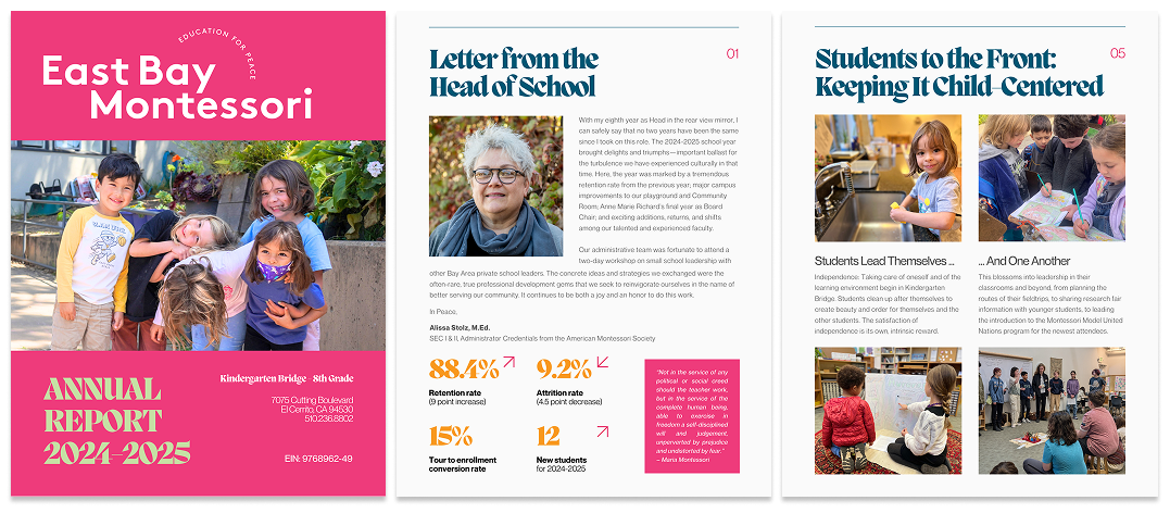 Spread from the East Bay Montessori Annual Report