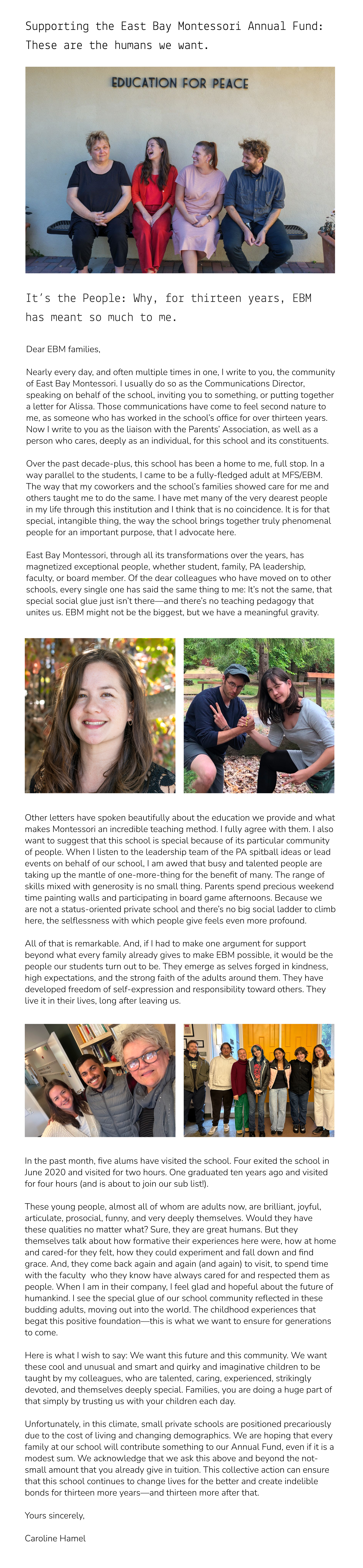 Layout of the 2024 Annual Fund ask letter